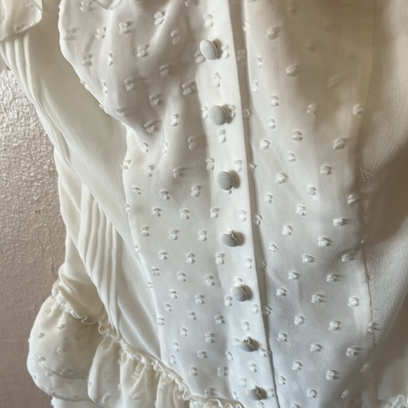 NWT bebe White Ruffle Swiss Dot Halter Convertible Romper XXS - Picture 3 of 16